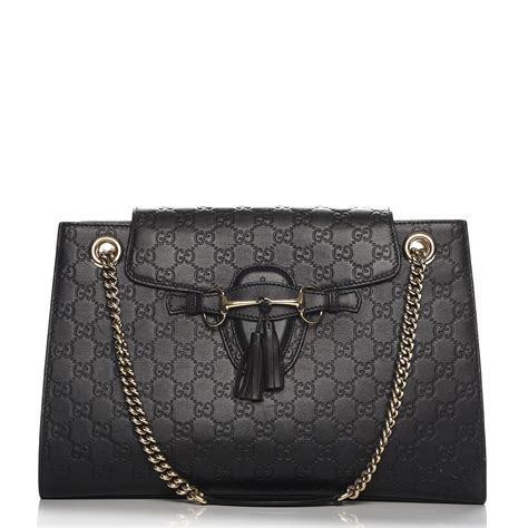 gucci guccissima large emily chain shoulder bag black|guccissima shoulder bag.